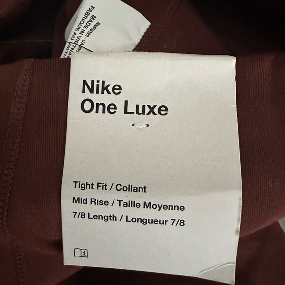 New Nike One Luxe 7/8 Mid-Rise Training Tights Womens XXS maroon BQ9994 273 - Picture 3 of 7
